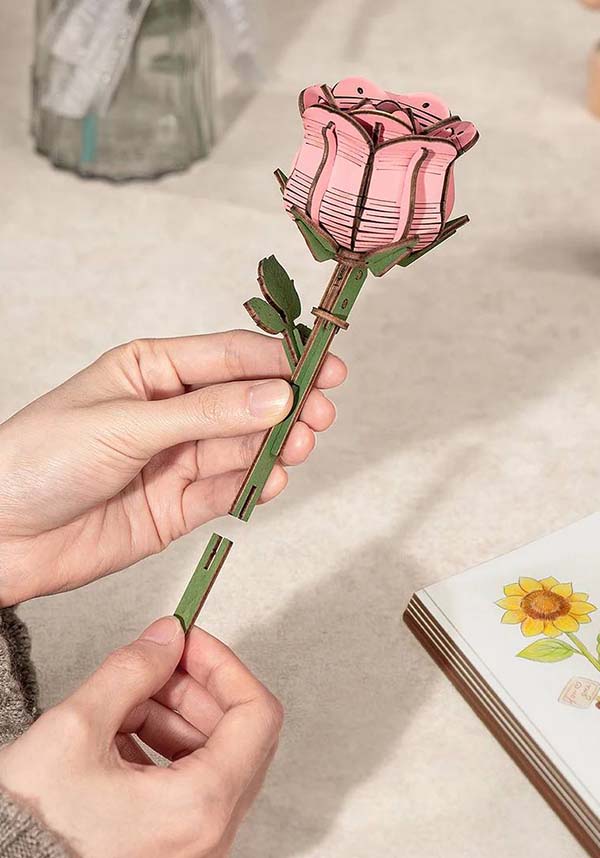 Pink Rose Flower | 3D PUZZLE