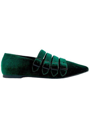 Green store velvet flats