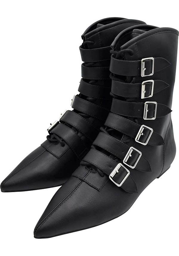 Strangecvlt - Coven Pike Black Flat Boots - Buy Online Australia