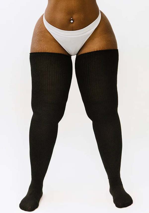 Stretchies [Jet Black] | THIGH HIGH SOCKS