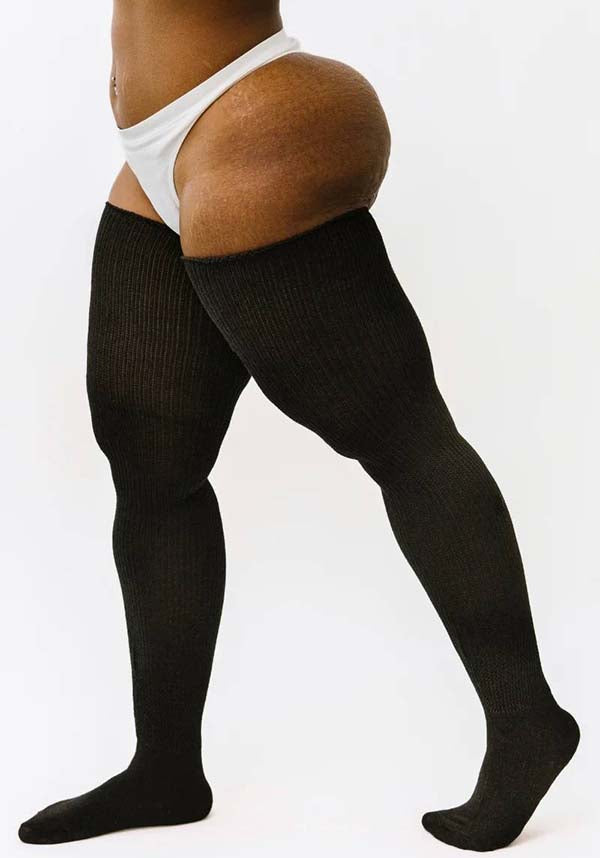 Stretchies [Jet Black] | THIGH HIGH SOCKS