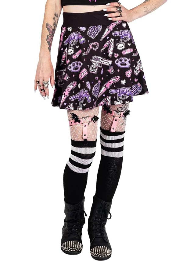 Pastel Goth Guns And Knives | SKATER SKIRT