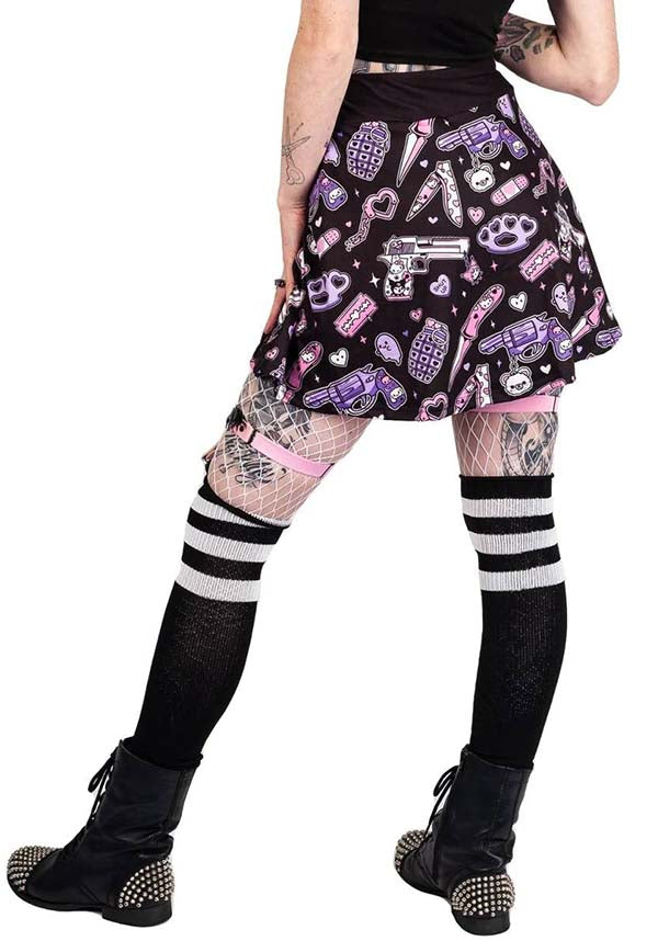 Too Fast Apparel - Pastel Goth Guns And Knives Skater Skirt - Buy Online  Australia