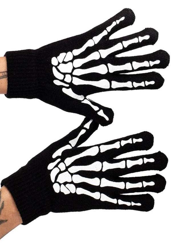 Skeleton Hands Winter | KNIT GLOVES - Beserk - accessories, all, black, black and white, discountapp, emo, fp, gloves, gloves and armwarmers, googleshopping, goth, gothic, gothic accessories, grunge, jun23, knit, labelnew, ladies accessories, men, mens, mens accessories, punk, R130623, scene, skeleton, TFWHS-3131, too fast, too fast apparel, unisex, winter, winter wear, women, womens