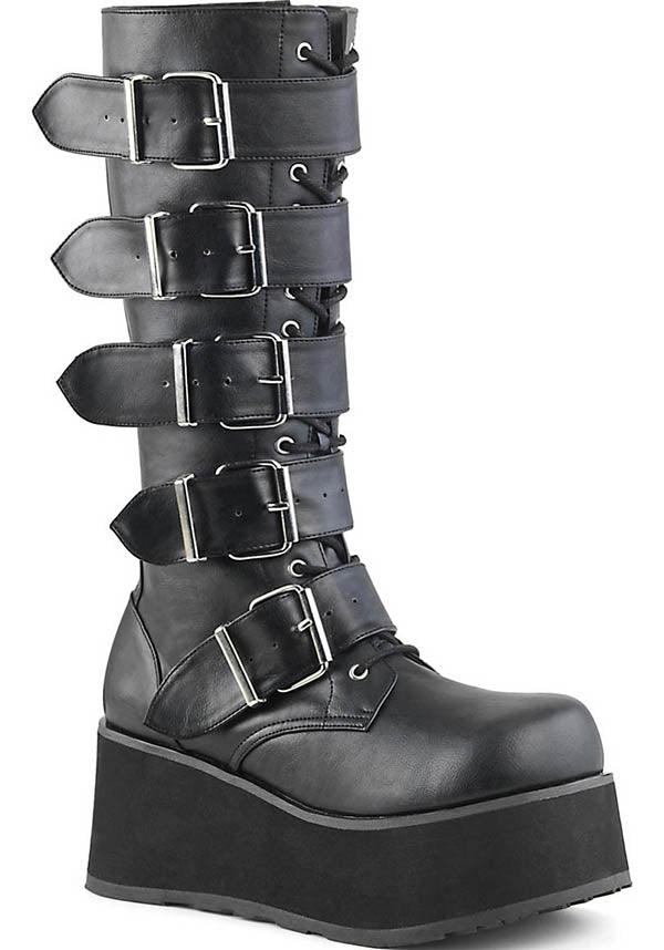 TRASHVILLE-518 [Black] | BOOTS [PREORDER] - Beserk - all, black, boot, boots, boots [preorder], buckle, buckles, clickfrenzy15-2023, demonia, demonia shoes, discountapp, fp, goth, gothic, labelpreorder, labelvegan, long boots, men, mens shoes, platform, platforms, platforms [preorder], ppo, preorder, shoes, techwear, vegan