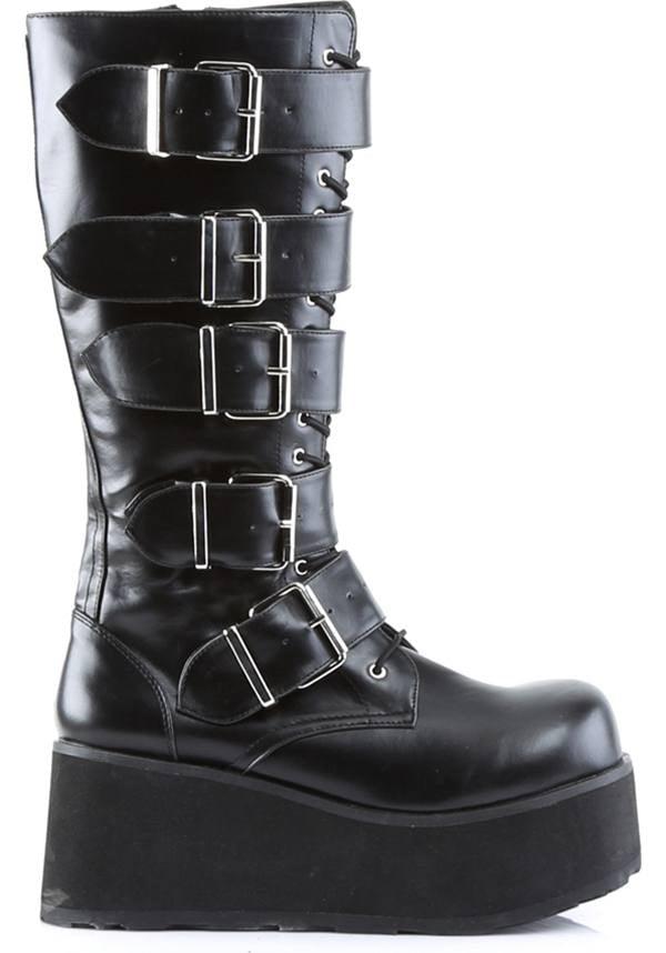 TRASHVILLE-518 [Black] | BOOTS [PREORDER] - Beserk - all, black, boot, boots, boots [preorder], buckle, buckles, clickfrenzy15-2023, demonia, demonia shoes, discountapp, fp, goth, gothic, labelpreorder, labelvegan, long boots, men, mens shoes, platform, platforms, platforms [preorder], ppo, preorder, shoes, techwear, vegan