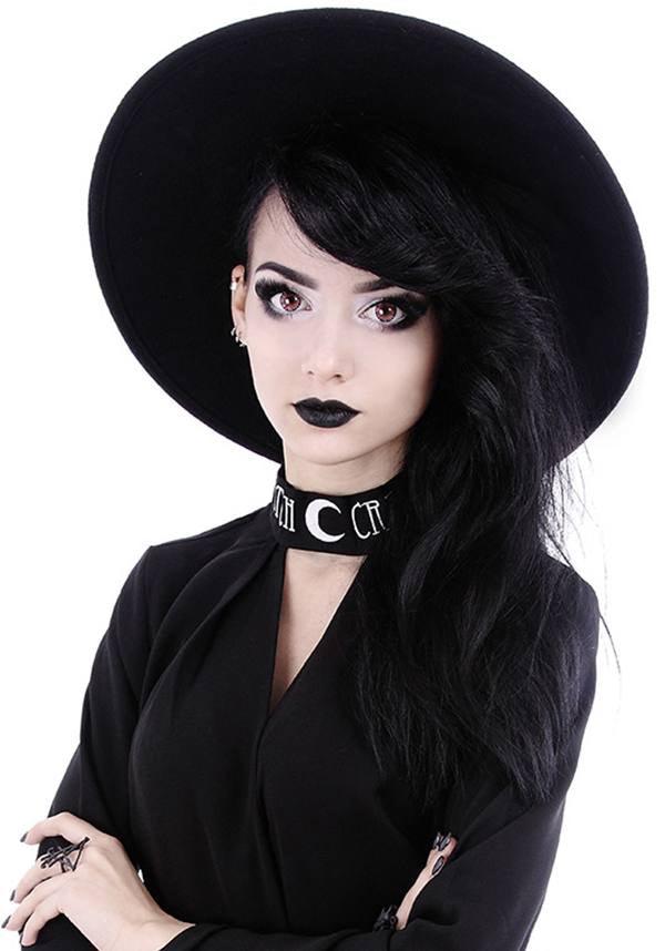 Witch Brimmed | HAT - Beserk - accessories, all, best seller, black, brim, clickfrenzy15-2023, discountapp, fp, goth, goth summer, gothic, grunge, hat, hats, hats and hair, ladies, monochrome, renaissance, restyle, summer, summer goth, summer hats