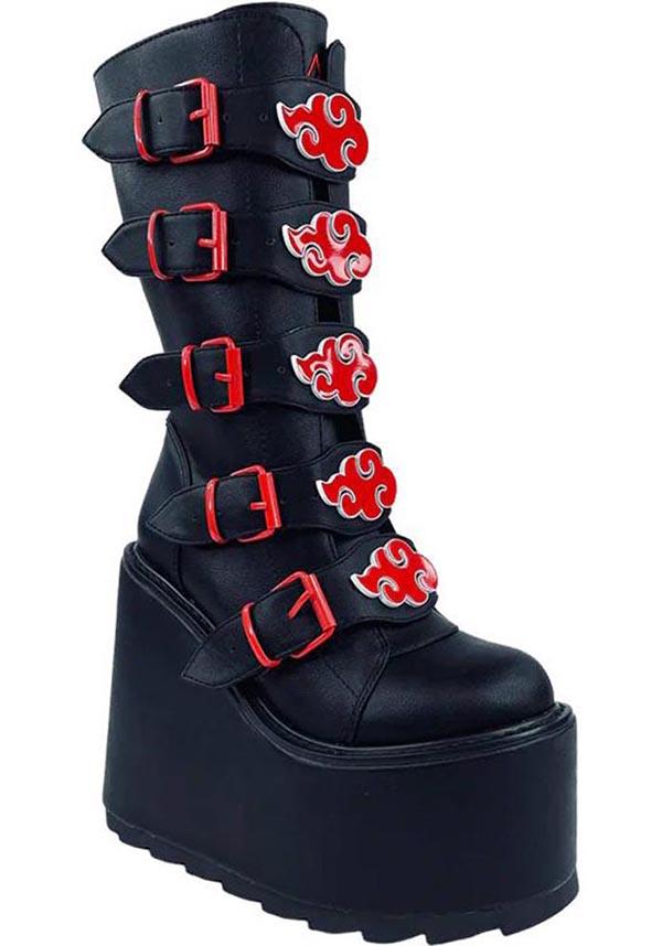 YRU - Dune Akatsuki Black/Red Platform Boots - Buy Online Australia