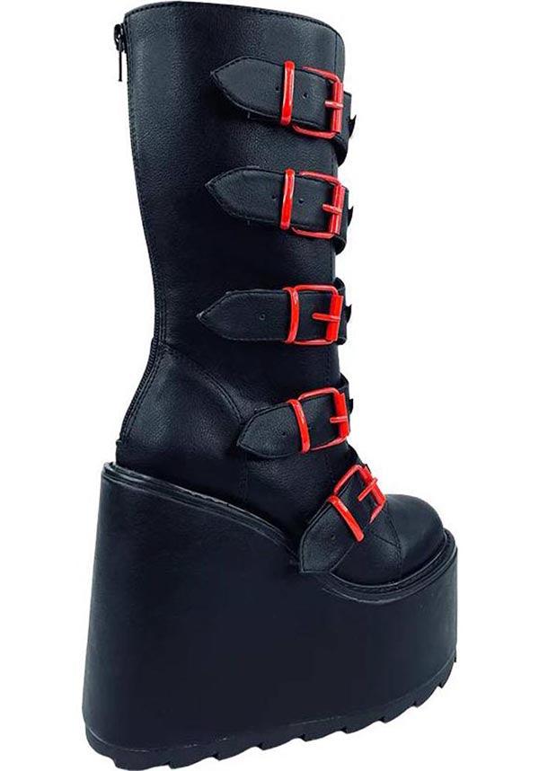 YRU - Dune Akatsuki Black/Red Platform Boots - Buy Online Australia