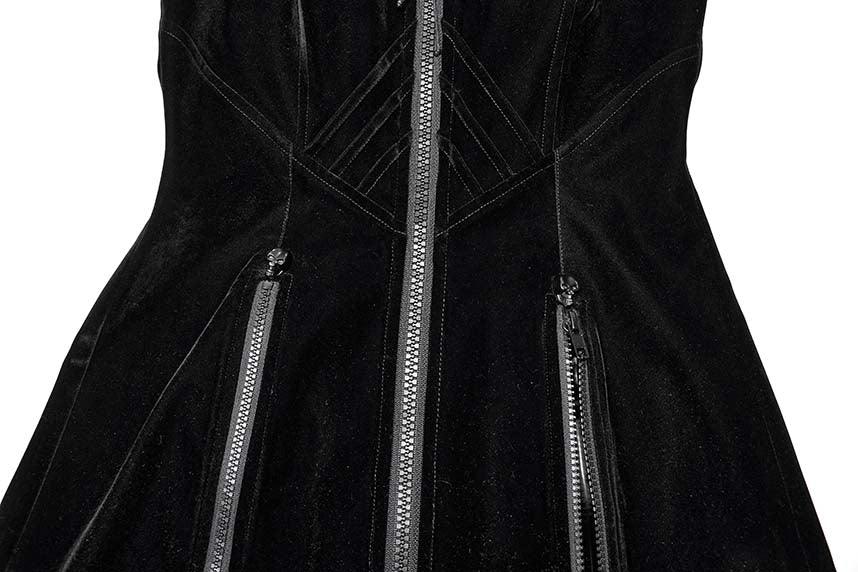 Cool Girl | ZIPPER SLIP DRESS - Beserk - a line dress, aline dress, all, all clothing, all ladies clothing, apr23, black, clothing, crescent moon, cyberpunk, discountapp, dress, dresses, fp, googleshopping, goth, gothic, labelvegan, ladies clothing, ladies dress, ladies dresses, little black dress, moon, moon phase, plus size, PR240323, punk rave, punkrave, R160423, short dress, short dresses, skull, skulls, vegan, winter, winter clothing, winter wear, womens dress, womens dresses, zip