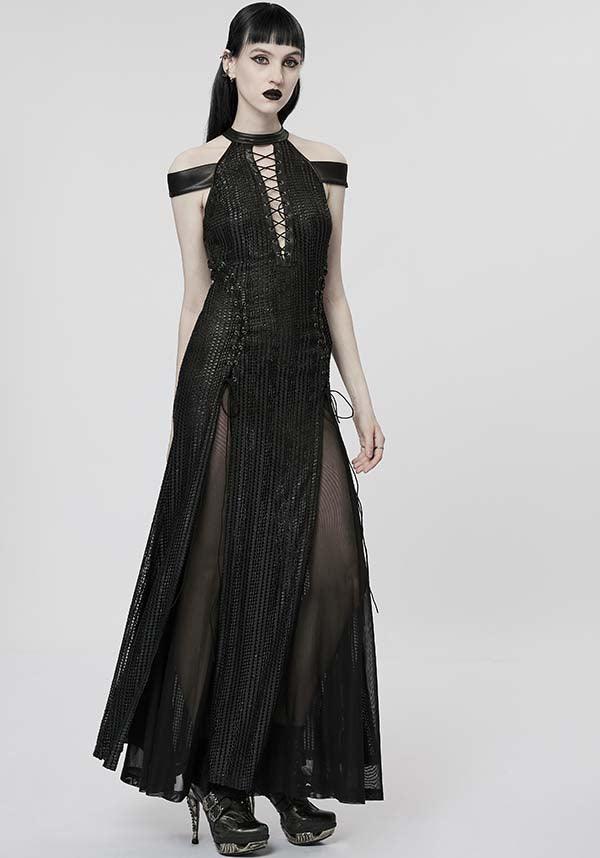 Gothic Elf Halter Neck EVENING DRESS W CLOAK