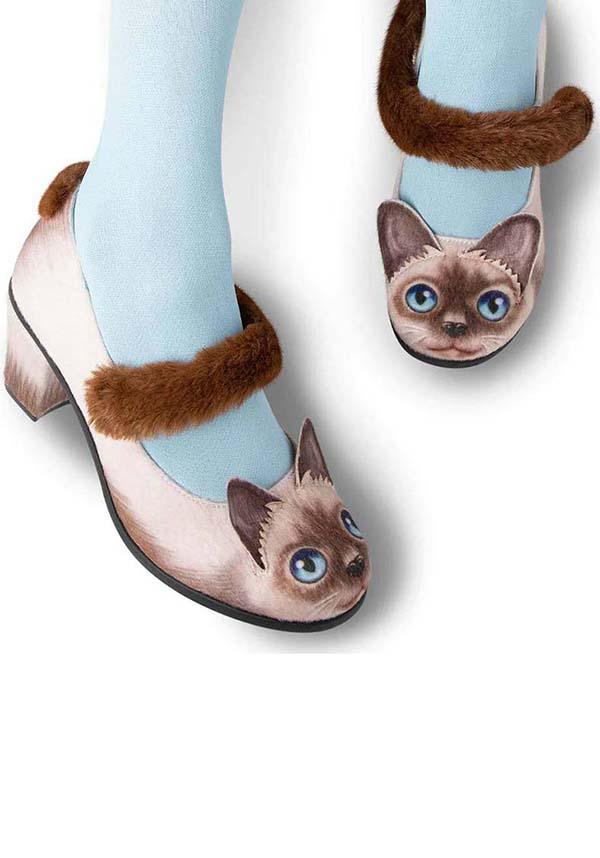 Siamese Cat | MID HEELS - Beserk - all, blue, brown, cat, cats, clickfrenzy15-2023, cpgstinc, cute, cute animals, discountapp, feb23, fluffy, fp, googleshopping, HC69625, heel, heels, heels [in stock], hot chocolate, in stock, instock, labelinstock, labelvegan, poppincandy, poppingcandy, R050223, shoe, shoes, soft, vegan