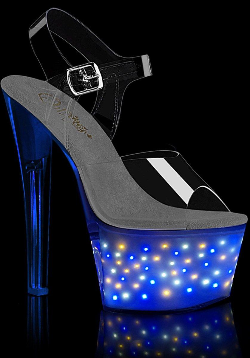 ECHOLITE-708 [Clear/White Glow] | PLATFORM HEELS [PREORDER] - Beserk - all, blue, clear, clickfrenzy15-2023, discountapp, fp, heels, heels [preorder], labelpreorder, labelvegan, ladies, oct19, platform heels, platforms, platforms [preorder], pleaser, pleaserslow, ppo, preorder, shoes, vegan, white