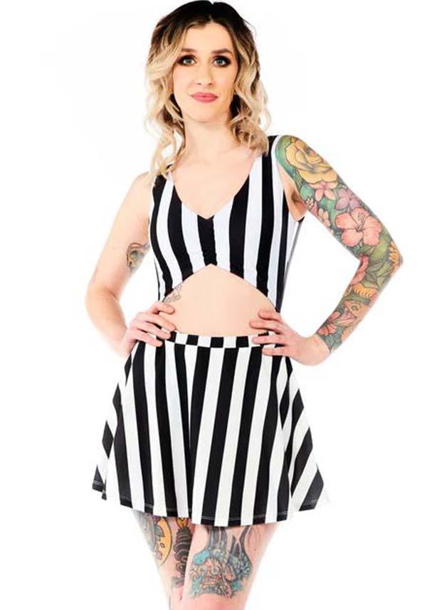 Sourpuss - Stripes Black/White Swim Skirt - Buy Online Australia