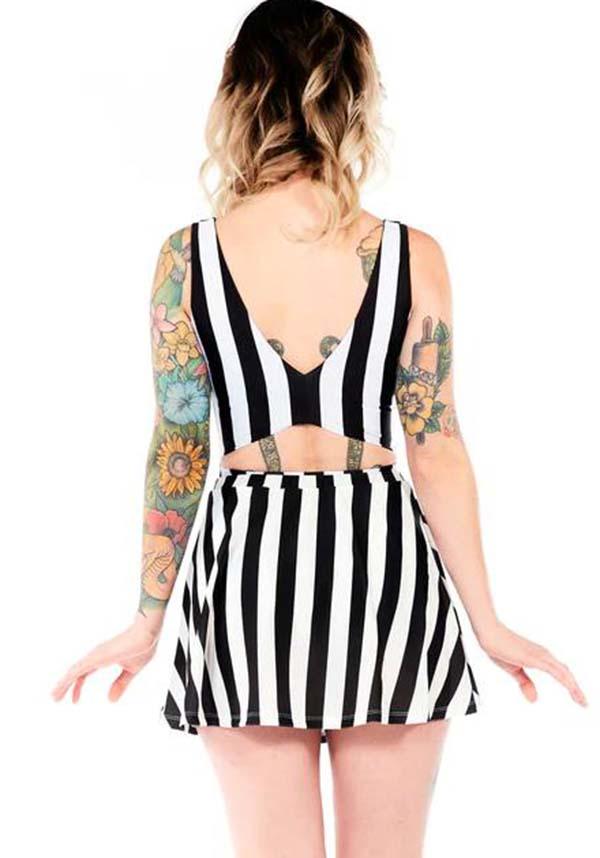 Black and white outlet striped skater skirt